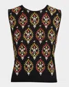 Giambattista Valli Embroidered Cashmere Knit Vest In Multi