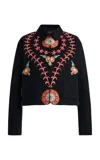 Giambattista Valli Embroidered Cotton Gabardine Jacket In Black
