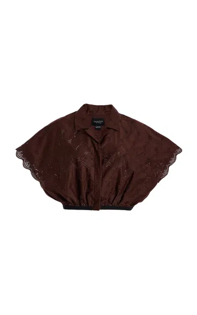 Giambattista Valli Embroidered Cropped Top In Brown