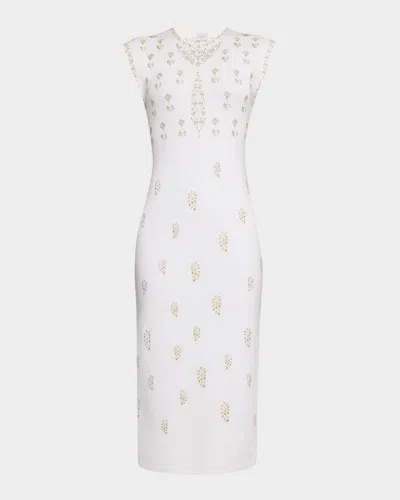 Giambattista Valli Embroidered Knit Sleeveless Midi Dress