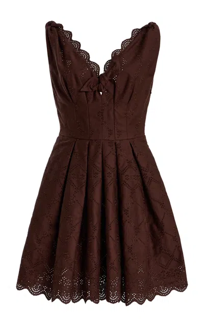 Giambattista Valli Embroidered Mini Dress In Brown