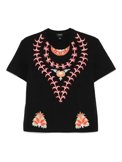 Giambattista Valli Embroidered-motif T-shirt In Black