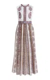 Giambattista Valli Embroidered Sequin Dress With Printed Georgette Pleated Bottom In Multi