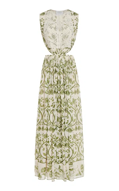 Giambattista Valli Embroidered Silk Georgette Maxi Dress In Green