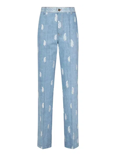 Giambattista Valli Embroidered Straight-leg Jeans In Blue