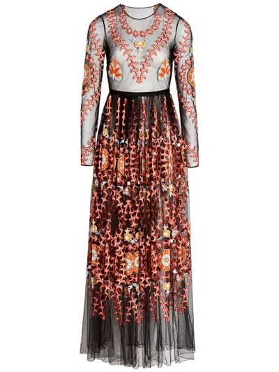 Giambattista Valli Embroidered Tulle Dress In Black