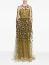 Giambattista Valli Embroidered Tulle Long Dress In Green
