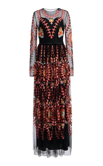 Giambattista Valli Embroidered Tulle Maxi Dress In Multi