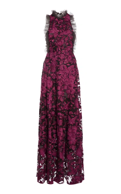 Giambattista Valli Embroidered Tulle Maxi Dress In Pink