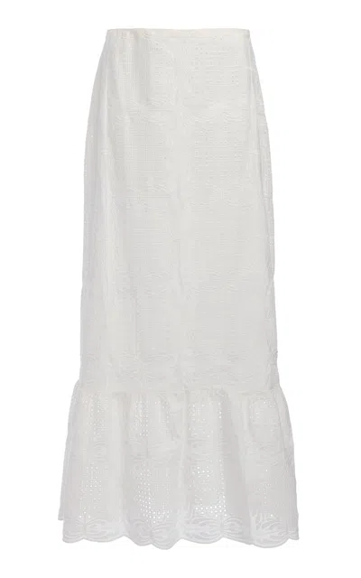 Giambattista Valli Embroidered Voile Maxi Skirt In White