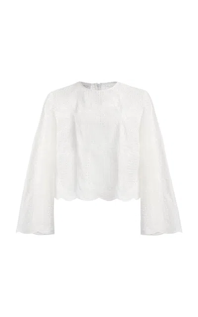 Giambattista Valli Embroidered Voile Top In White