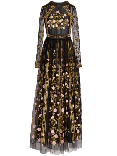 Giambattista Valli Embroidery Detail Tulle Dress In Black