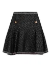 Giambattista Valli A-line Boucle Mini Skirt With Metallic Trim In Black