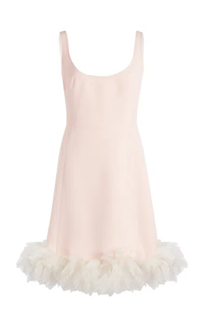 Giambattista Valli Feather-trim Crepe Mini Dress In Pink