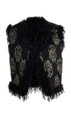 Giambattista Valli Feathered Jacquard Gilet In Black