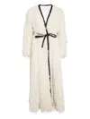 Giambattista Valli Gewickelter Mantel Mit Federn In White