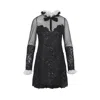Giambattista Valli Sheer Sleeve Polka Dot Mini Dress In Black