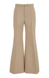 Giambattista Valli Flared Cotton Gabardine Pants In Khaki