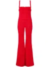 Giambattista Valli Flared Tweed Jumpsuit In Red
