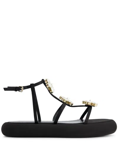 Giambattista Valli Sandalen Mit Blumenapplikation In Schwarz