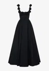 Giambattista Valli Rosette-detailed Cotton Poplin Maxi Dress In Black
