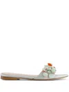 Giambattista Valli Floral-appliqué Slides In Green