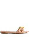 Giambattista Valli Floral-appliqué Slides In Neutrals