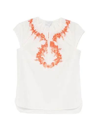 Giambattista Valli Floral Blouse In White