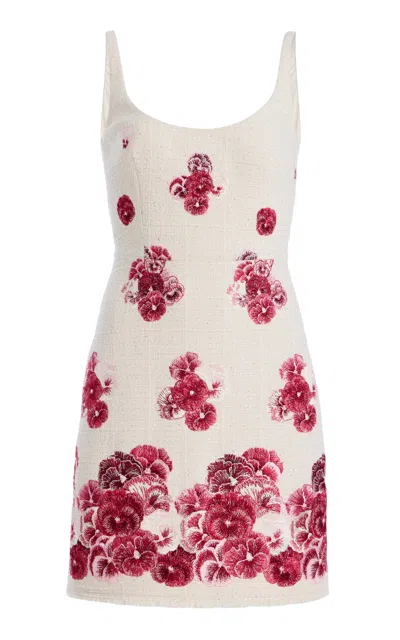 Giambattista Valli Floral Boucle Mini Dress In White