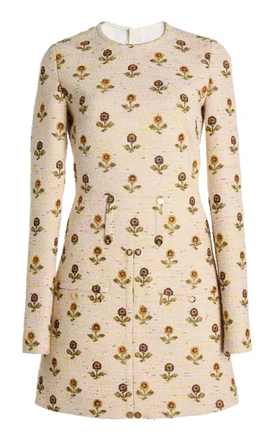 Giambattista Valli Floral Bouclé Mini Dress In Ivory