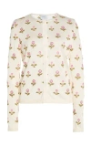 Giambattista Valli Floral Cashmere-silk Cardigan In Ivory