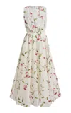 Giambattista Valli Floral Cotton Poplin Midi Dress In Ivory