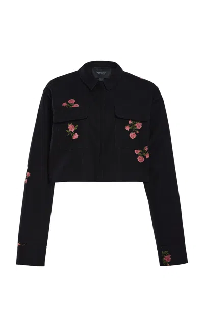 Giambattista Valli Floral Coupe Jacket In Black