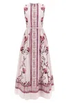 Giambattista Valli Floral Print Sleeveless Belted Midi Dress