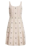 GIAMBATTISTA VALLI FLORAL EMBROIDERED CASHMERE & SILK BROCADE DRESS