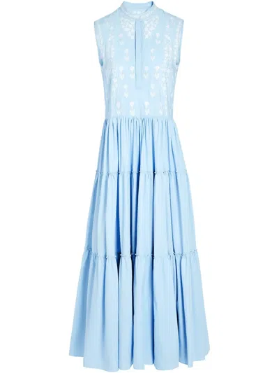 Giambattista Valli Floral-embroidered Dress In Blue