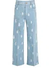 Giambattista Valli Jeans Mit Blumenstickerei In Blau