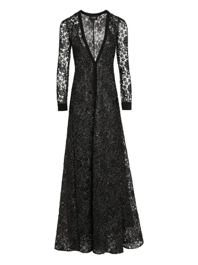 Giambattista Valli Maxikleid Mit Blumenstickerei In Black