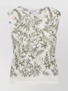 Giambattista Valli Floral-embroidered Cashmere And Silk Top