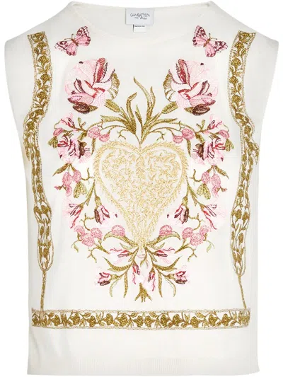 Giambattista Valli Floral-embroidered Tank Top In White