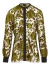 Giambattista Valli Floral-embroidered Tulle Blouse In Green