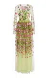 Giambattista Valli Floral Embroidered Tulle Dress In Green
