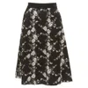 Giambattista Valli Floral Embroidered Wool Midi Skirt In Black