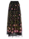 Giambattista Valli Floral-embroidered Tulle Maxi Skirt In 多色的