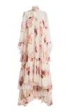 Giambattista Valli Floral Georgette Maxi Dress In Neutral