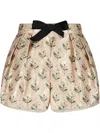 Giambattista Valli Floral-jacquard Bow-trim Shorts In Neutrals