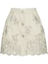 Giambattista Valli Floral-jacquard High-waist Miniskirt In Neutrals