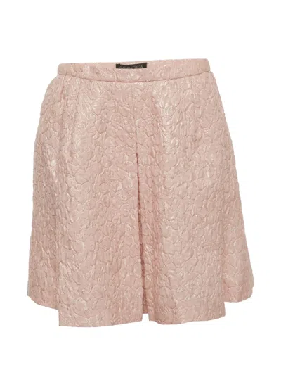 Pre-owned Giambattista Valli Floral Jacquard Pleated Skirt In Pink