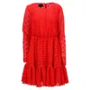 Giambattista Valli Floral Lace Mini Dress In Red Polyester In Red