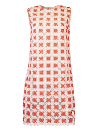Giambattista Valli Floral-lace Mini Dress In Red